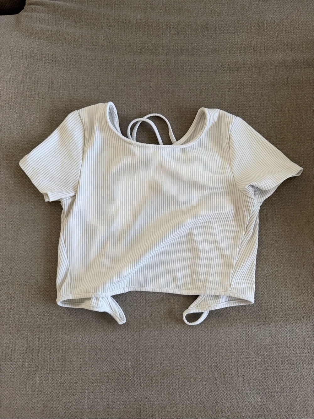 Stella Laguna Beach White Ribbed Tie-Back Crop Top